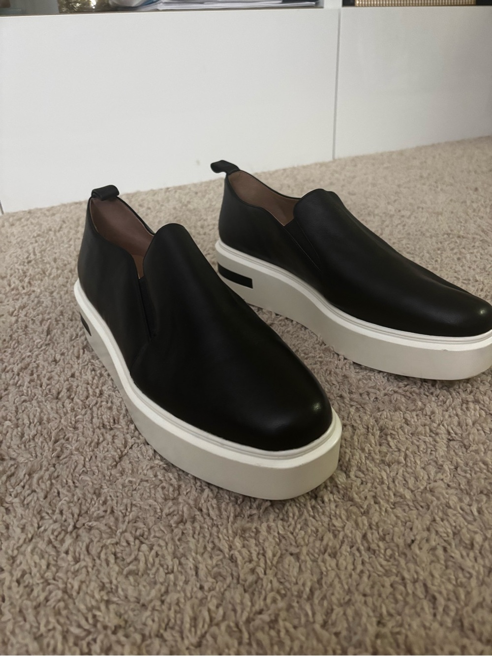 Paolo Black Slip-On Platform Loafers with White Sole